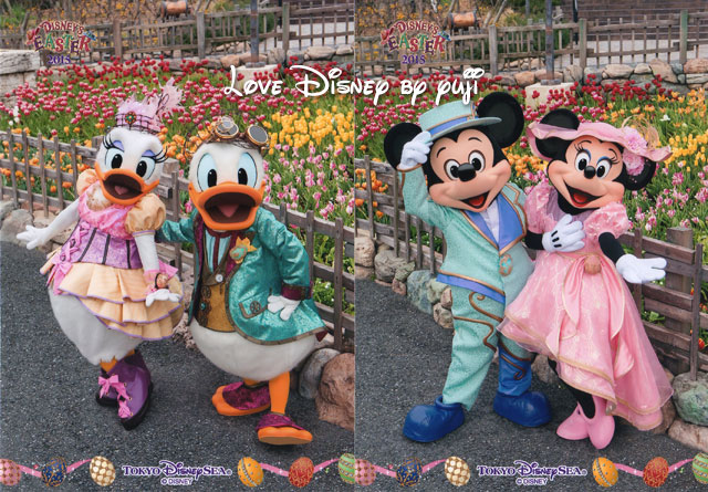 東京ディズニーシー「ディズニー・イースター2015」の写真（ミッキーとミニー：右、ドナルドとデイジー：左）