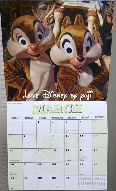 アナハイム・ディズニーリゾートで手に入るカレンダー（3月）