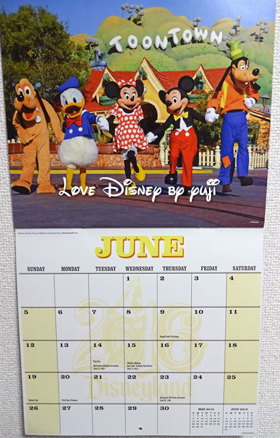 アナハイム・ディズニーリゾートで手に入るカレンダー（6月）