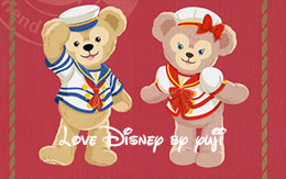 ジャーニー・ウィズ・ダッフィーの衣装を着たダッフィーとシェリーメイのペア写真！