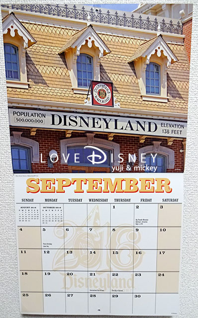 アナハイム・ディズニーリゾートで無料で入手したカレンダー（9月）