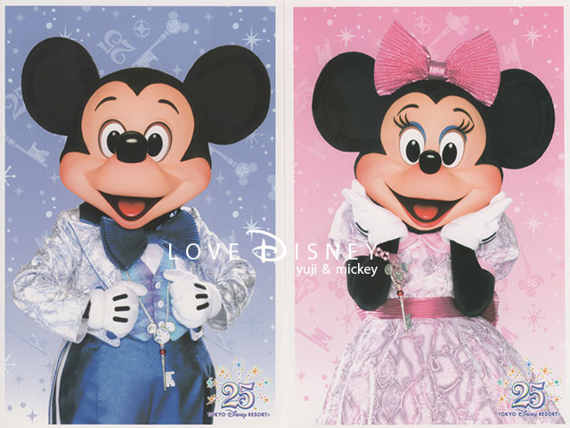 東京ディズニーリゾート25thのポストカード（ミッキーマウス／ミニーマウス）
