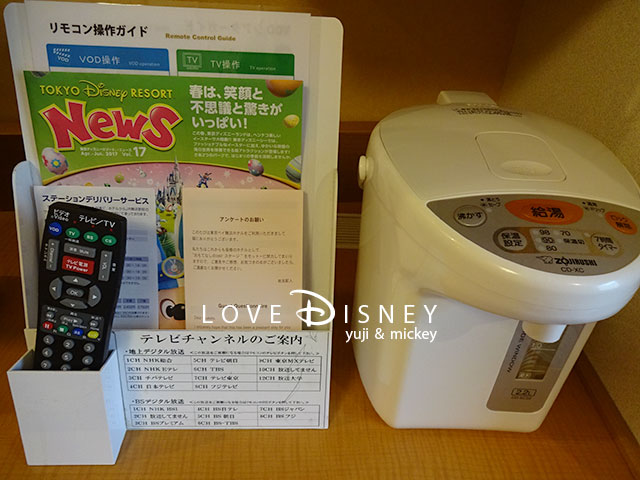 東京ベイ舞浜ホテルの客室（電気ポット）