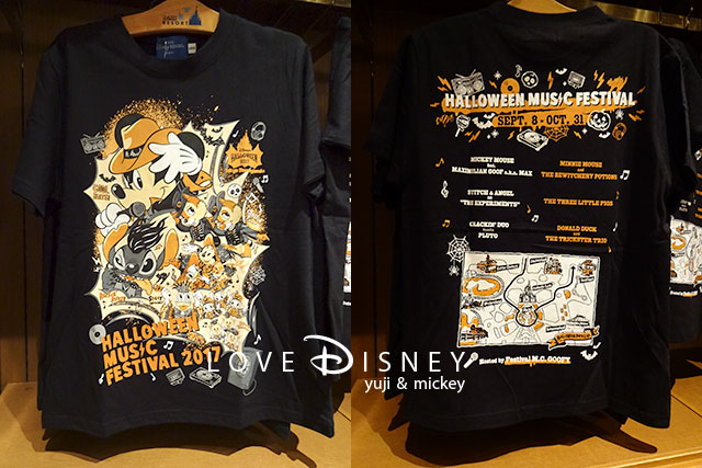 TDL「ハロウィーン・ポップンライブ」グッズ（黒Tシャツ）前/後