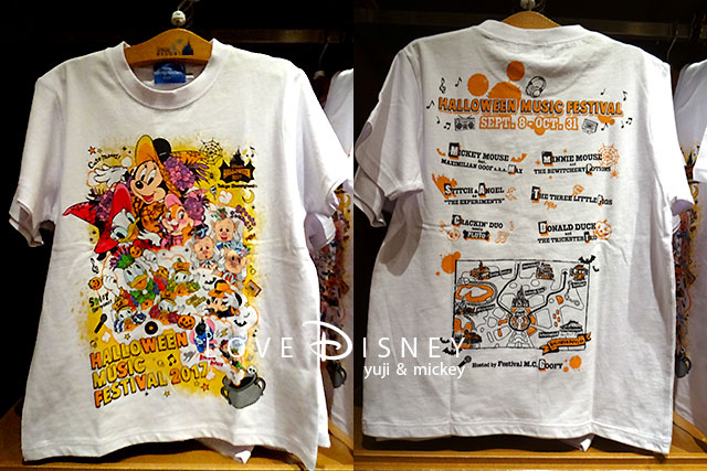 TDL「ハロウィーン・ポップンライブ」グッズ（白Tシャツ）前/後