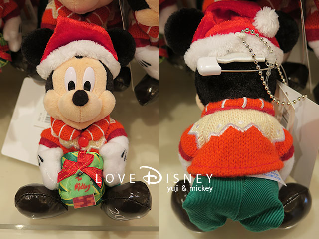 TDL「クリスマス・ファンタジー2017グッズ」ミッキーのぬいぐるみバッジ（前/後）