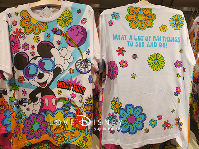 TDR初夏ファッショングッズ「WHAT FUN！！」ミッキーマウスのTシャツ（表/裏）