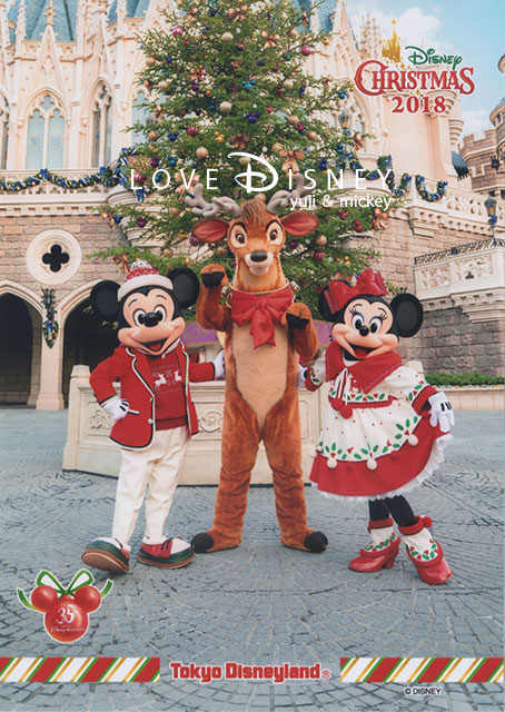 TDL「ディズニー・クリスマス2018」後期のディズニースナップフォト（フォトファン）ミッキー＆ミニー＆トナカイ