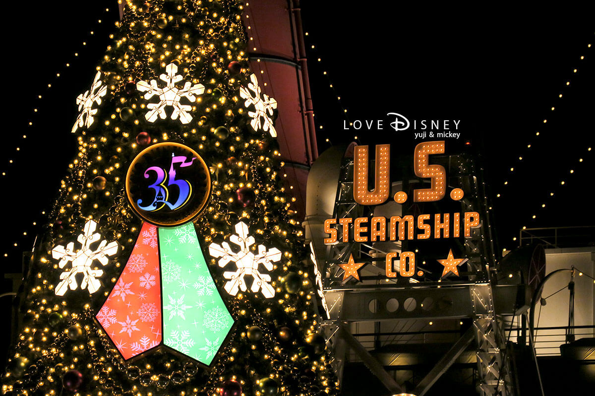 TDS「ディズニー・クリスマス2018」夜景（エントランス〜ウォーターフロントパーク）を紹介