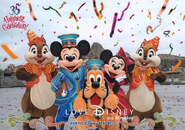 TDR35周年ディズニースナップフォト（フォトファン）キャラクター写真（チップ＆デール、ミッキー＆ミニー、プルート）