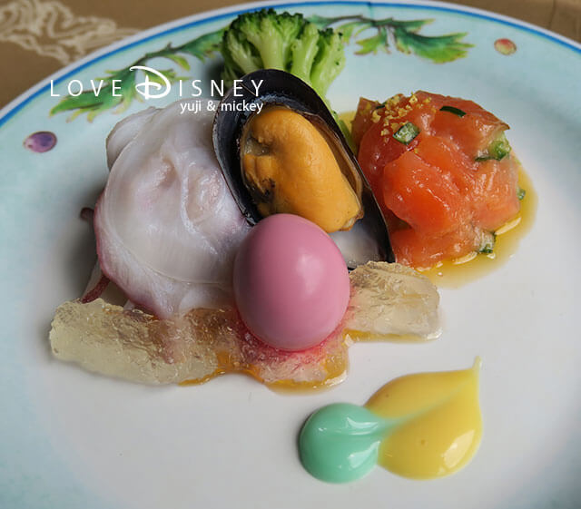 TDSディズニー・イースター2019グルメ「カフェ・ポルトフィーノのスペシャルセット」前菜の盛り合わせ