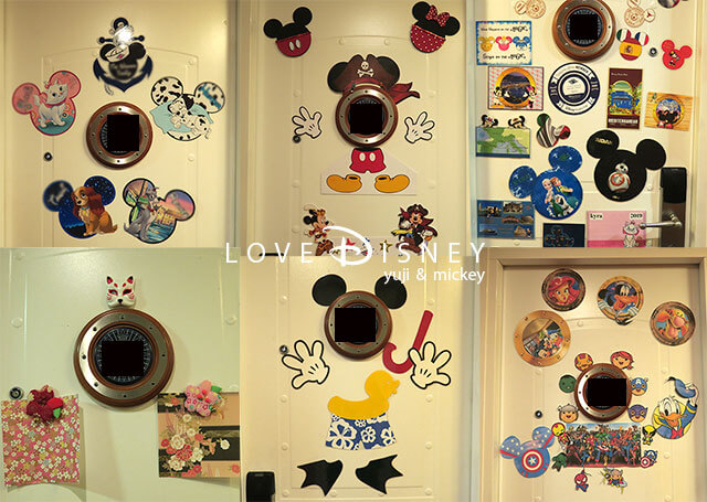 ディズニー・マジック号の客室ドアのデコレーション