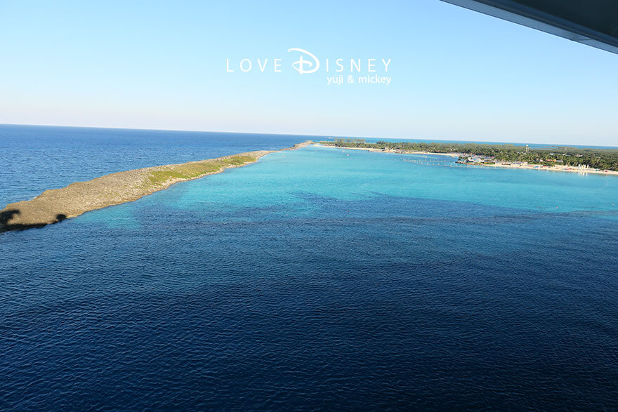 ディズニークルーズ、ウィッシュ号、キャスタウェイ・ケイ、宿泊した部屋から見た様子(その1)