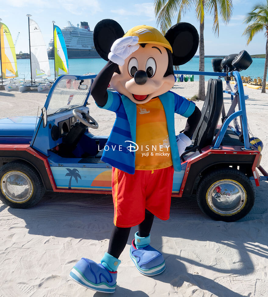 ディズニークルーズ、ウィッシュ号、キャスタウェイ・ケイ、キャラクターグリーティング、ミッキー(ワンショット)