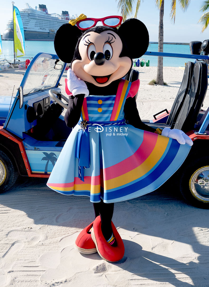ディズニークルーズ、ウィッシュ号、キャスタウェイ・ケイ、キャラクターグリーティング、ミニー(ワンショット)