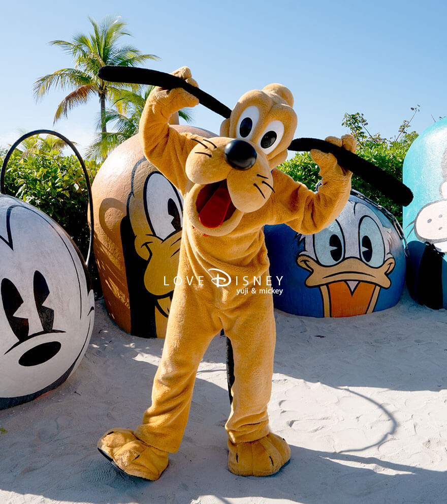 ディズニークルーズ、ウィッシュ号、キャスタウェイ・ケイ、キャラクターグリーティング、プルート(ワンショット)