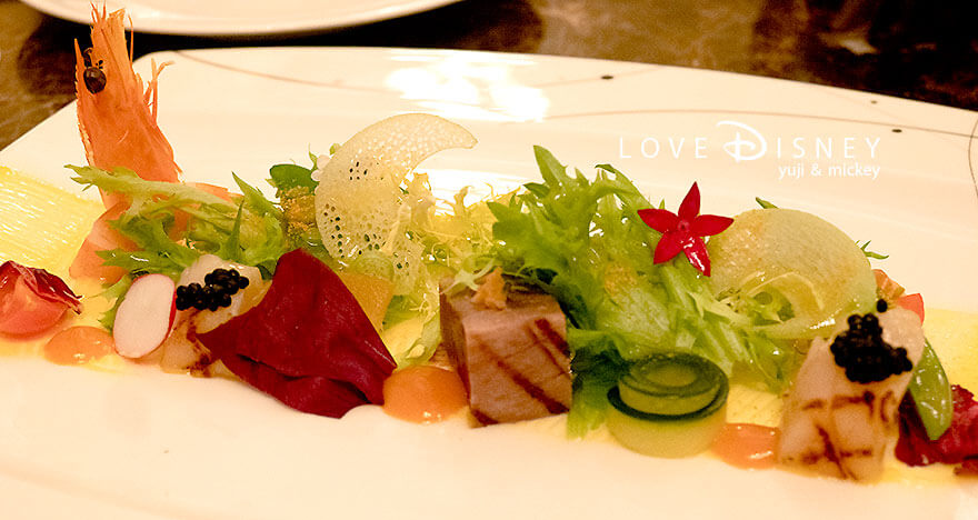 東京ディズニーランドホテル、ドリーマーズ・ラウンジ「ディズニー・クリスマス2025、ディナーセット」前菜（その2）