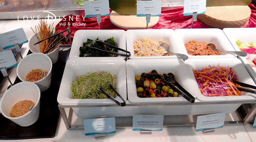 東京ディズニーシー・ホテルミラコスタ、オチェーアノ、イヤーエンド&ニューイヤーブッフェ、冷たい料理(サラダ類)