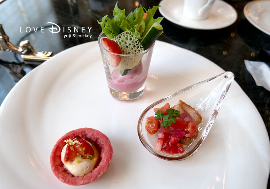 東京ディズニーランドホテル、ドリーマーズ・ラウンジ、「ディズニー・パルパルーザ2026、ミニーのファンダーランド、スペシャルセット」オードヴル（その1）