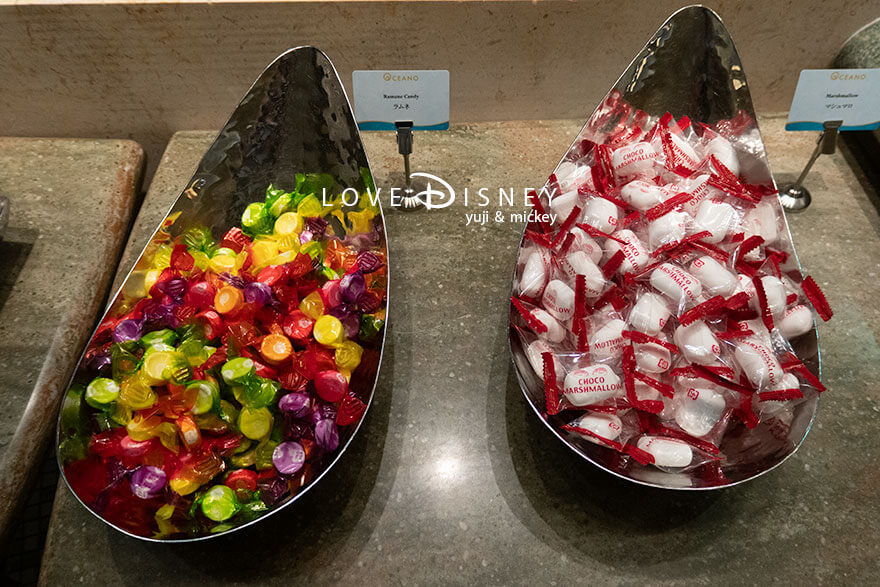 東京ディズニーシー・ホテルミラコスタ「オチェーアノ」ブッフェ、デザート（ラムネ/マシュマロ）