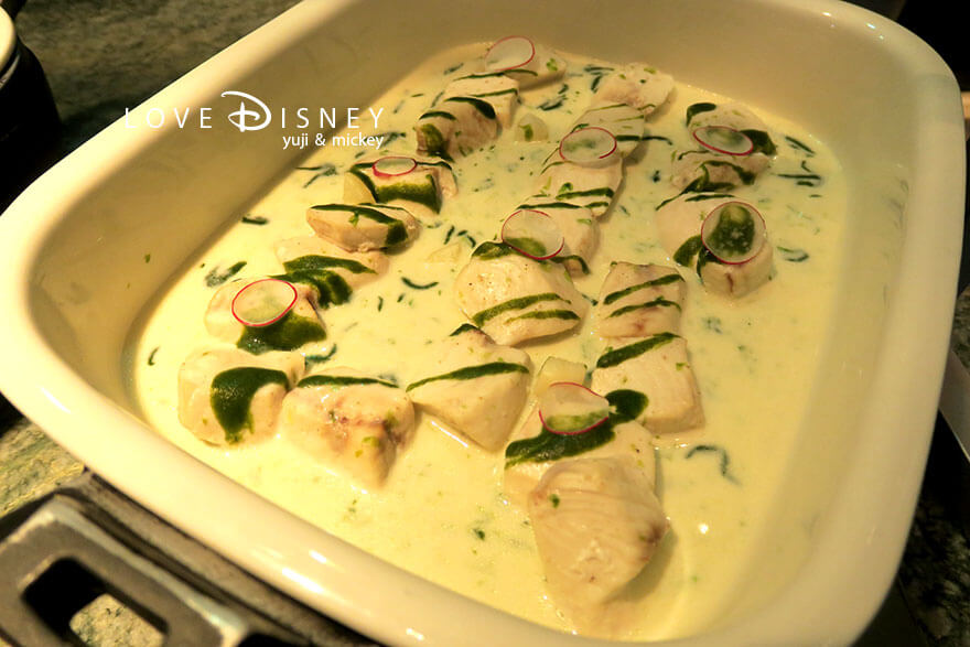 オチェーアノ TDS25周年ブッフェ 白身魚のスチーム、蕪のソース