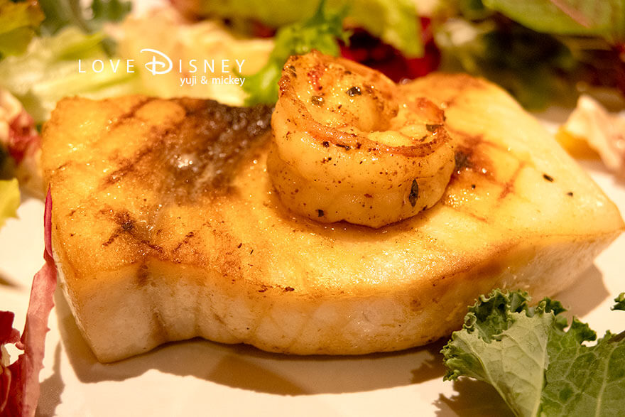 エンパイア・グリル TDS25周年 スパークリング・ジュビリーランチ メカジキのグリルとスパイスシュリンプ