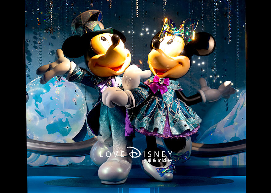 ミラコスタ通り TDS25周年 スパークリング・ジュビリー デコレーション エンポーリオのショーウィンドウ ミッキー＆ミニー