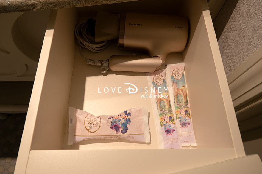 東京ディズニーシー・ファンタジースプリングスホテル ファンタジーシャトー ベイエリアサイド スーペリア・アルコーヴルーム ドライヤー