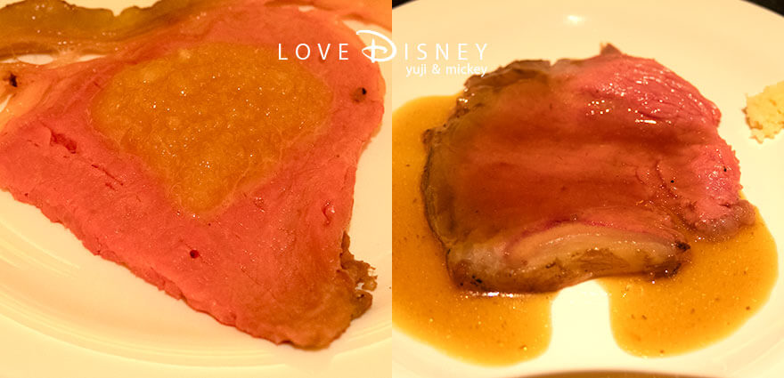 TDS25周年 シェフ・ミッキー スパークリング・ジュビリーランチブッフェ 温かい料理（ローストビーフ、グレイヴィーソース、おろしポン酢）