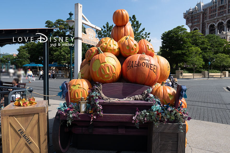 ディズニー・ハロウィーン2026 TDS デコレーション ビッグシティ・ヴィークル乗り場付近（大きなカボチャ後ろ）