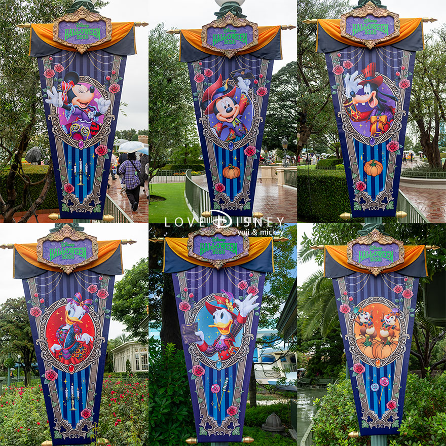ディズニー・ハロウィーン2026 TDL デコレーション プラザ周り ミッキー＆フレンズのバナー
