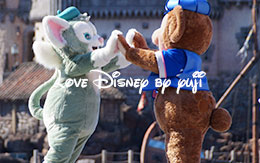 ミッキーとダッフィーとジェラトーニの仲良しシーン！カムジョイン・ユア・フレンズ